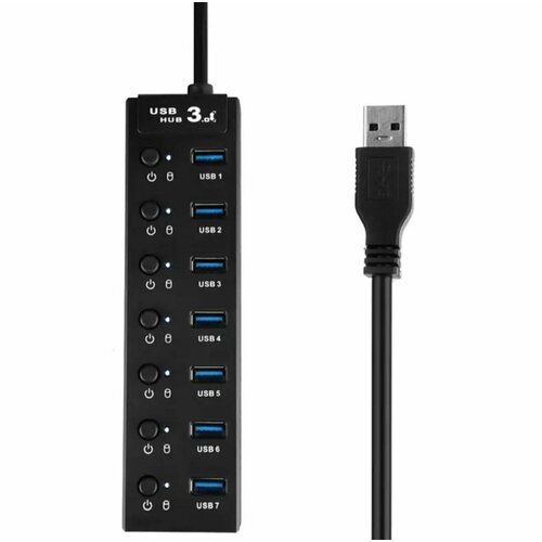 USB 3.0 Hub 7-портов высокоскоростной / USB хаб - разветвитель универсальный / удлинитель-адаптер / Дисконт 63