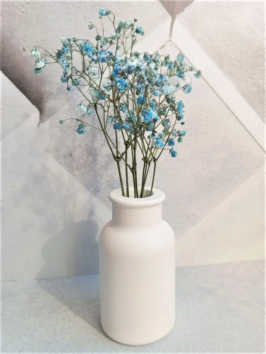 фото Ваза GipswithLove для сухоцветов, белая, 9,5 см, гипс, 1 штука, настольная, круглая