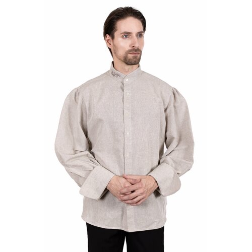 Рубашка Театр Имперских Зрелищ, размер 56-58, бежевый, белый традиционная китайская одежда с вышивкой однотонный китайский топ с журавлем для мужчин костюм тан китайская рубашка ханьфу костюм боль
