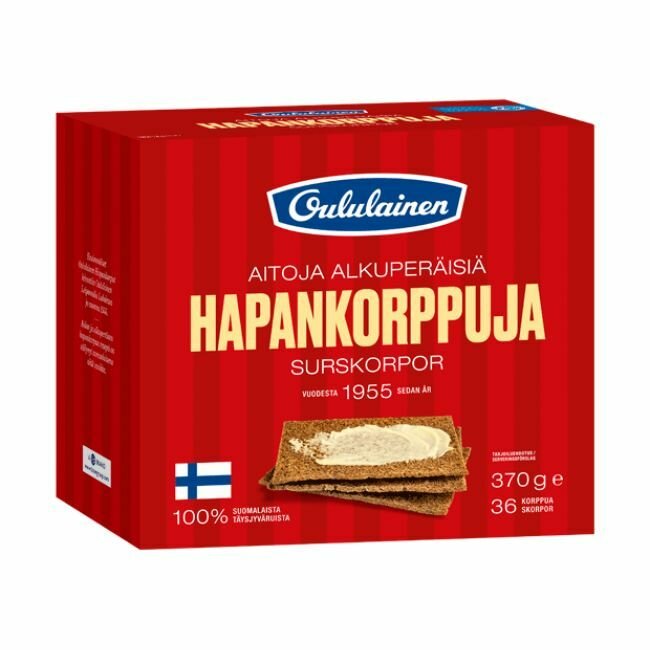 Oululainen Hapankorppuja ржаные хлебцы 370 г, (из Финляндии)