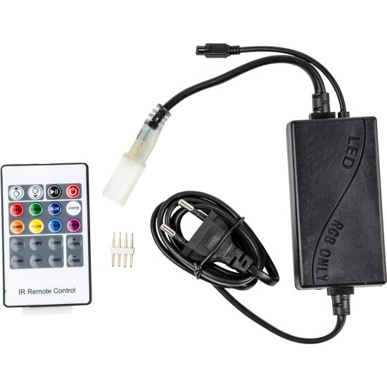 Контроллер для управления светодиодными лентами Uniel ULS-N22 RGB NEON 220В, с пультом ДУ. Цвет чёрный, UL-00010579