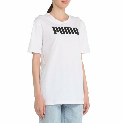 Футболка PUMA, размер XS, белый футболка puma ess logo heather tee женская размер s peach pink heather