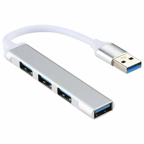 usb концентратор kb 264 4 порта прозрачный с led зеленой подсветкой цвет сиреневый Разветвитель USB 3.0 HUB 4 * USB порта - Хаб на 4 юсб порта кабель 10см (NN-HB020 / A-809, серебристый)