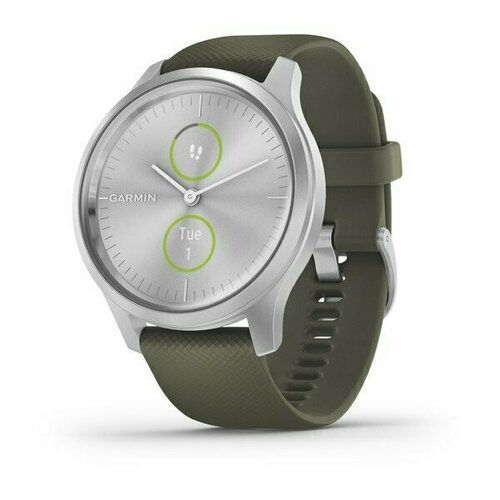 Умные часы Garmin Vivomove Style с силиконовым ремешком серебристыйтравяной 3899000₽
