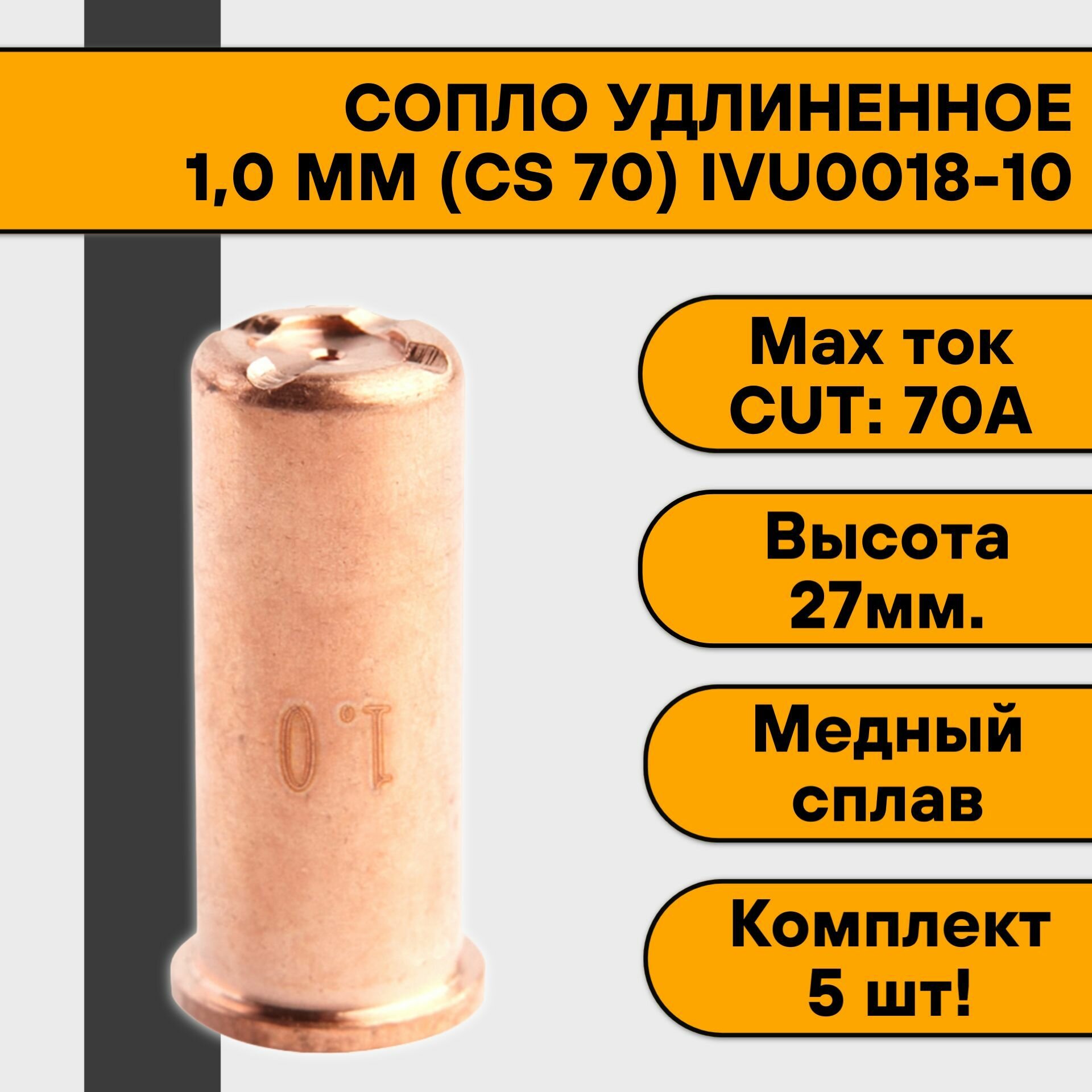 Сопло 10 мм (CS 70) IVU0018-10 удлиненное (5 шт)