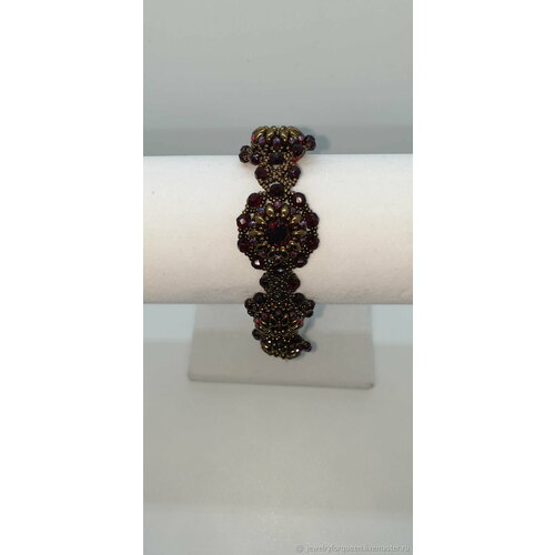 Браслет, Swarovski Zirconia, 1 шт., размер 22 см, бордовый