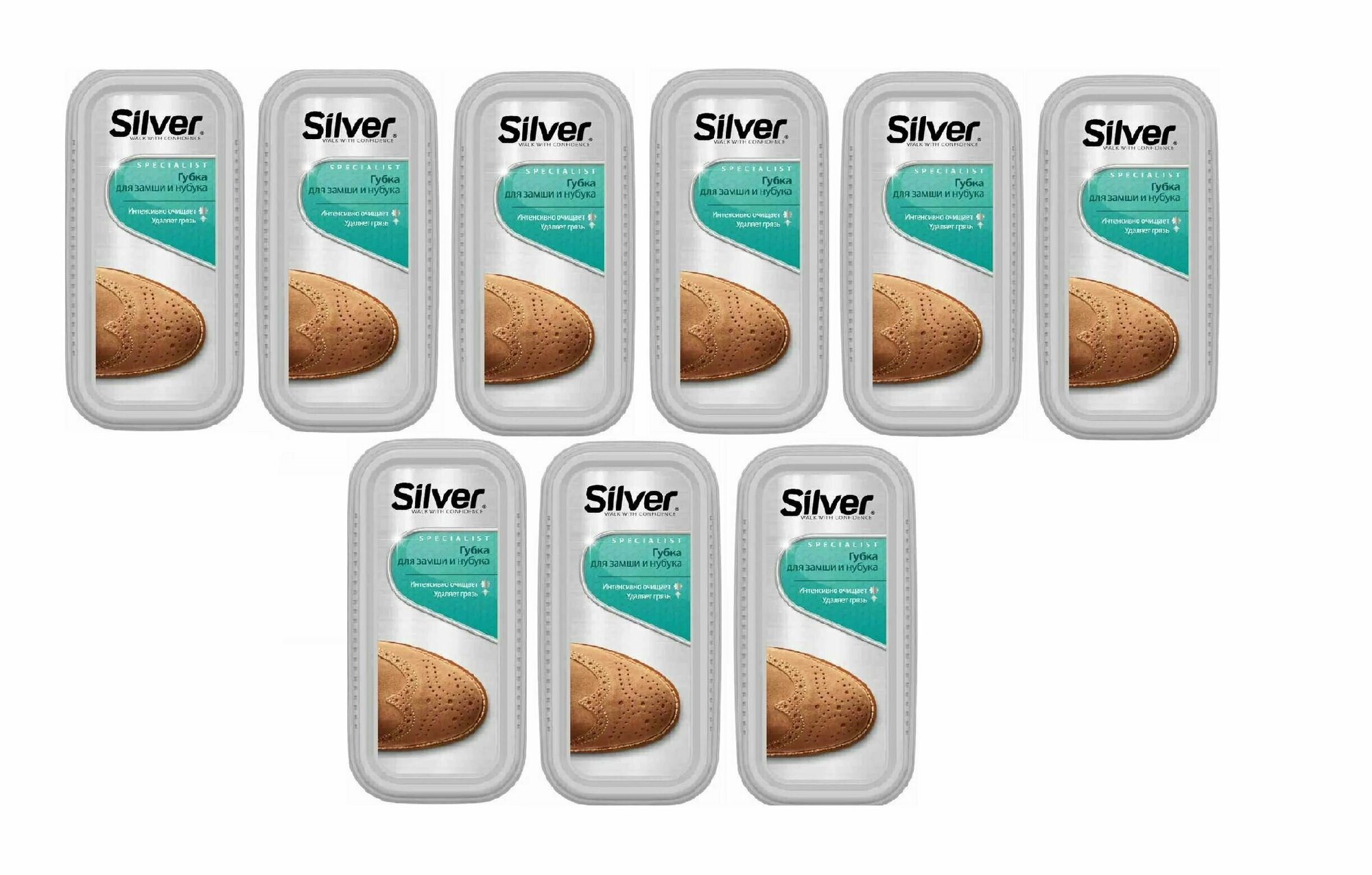 SILVER Губка чистящая для нубука и замши, широкая, 9 шт
