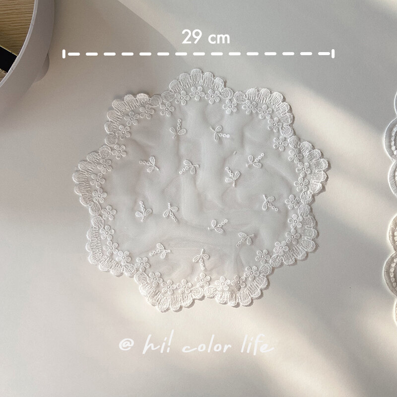 фото Салфетка-коврик "Ly French", кружевная, белая, диаметр 29 см
