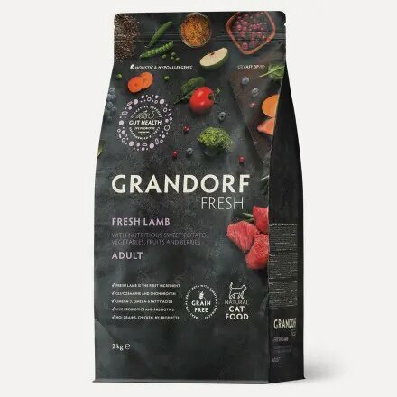 Изображение товара Grandorf Fresh сухой корм для взрослых кошек свежее мясо ягненка с бататом 2 кг