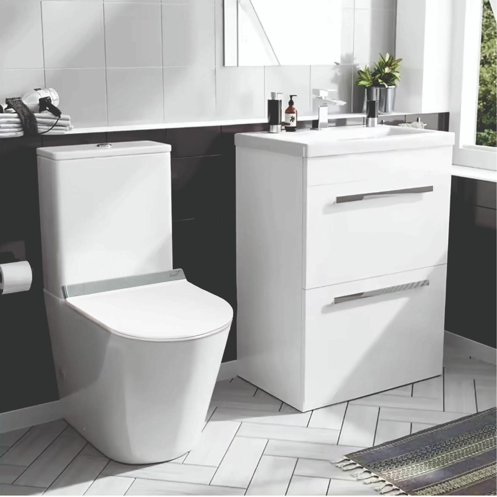 фото Унитаз напольный Ceruttispa Sella GW Tornado, белый, безободковый, с микролифтом (СТ10096)