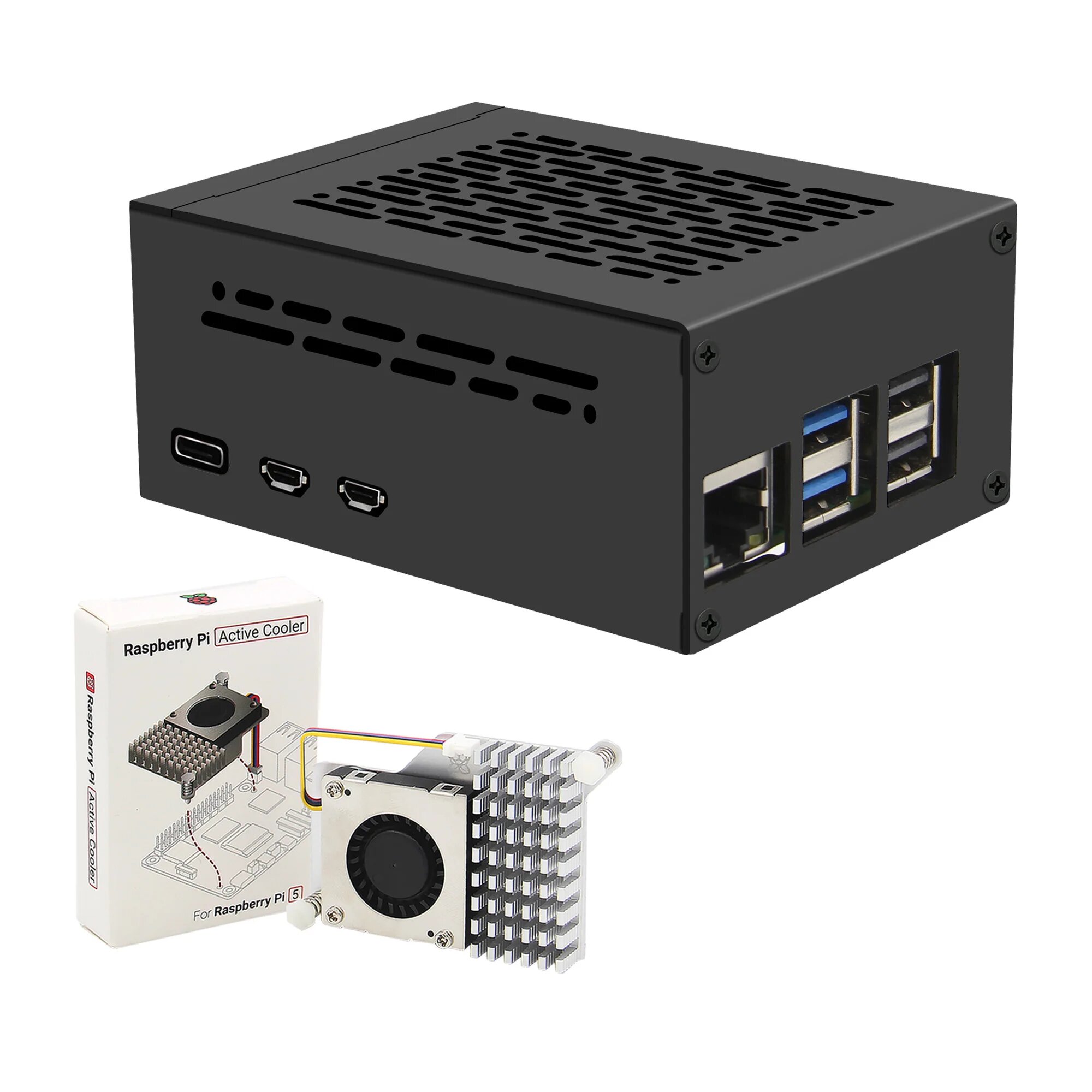 Корпус Geekworm P579-V3 с активным охладителем для Raspberry Pi 5 и X1000/X1001/X1003/X1004/M901