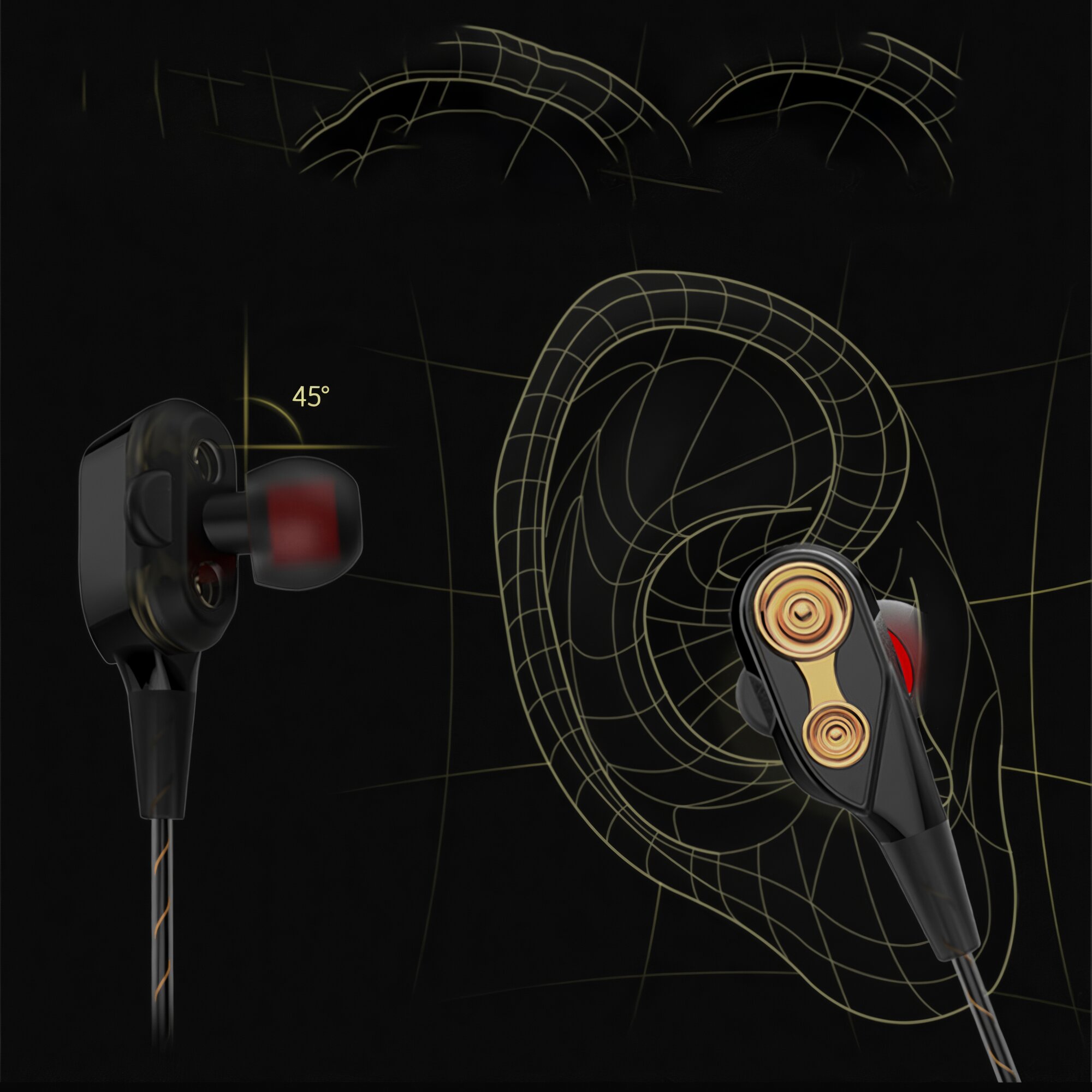 Внутриканальные наушники QKZ CK8 проводные Hi-Fi наушники с гарнитурой, 3.5 мм mini jack, металлический черный — фото 1