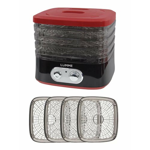 Дегидратор сушилка для овощей электросушилка LUMME LU-FD1854A 4 поддона черныйкрасный 2550₽