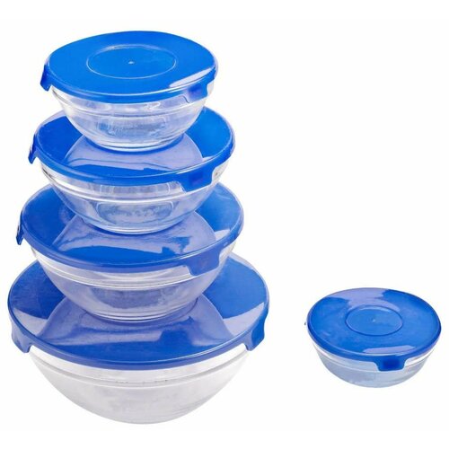 Набор стеклянных салатников с крышками 5 штук 612₽