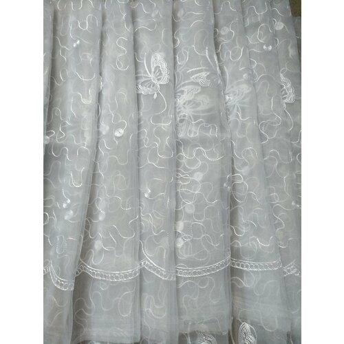 Тюль органза для гостиной и кухни с вышивкой на отрез 5 метров