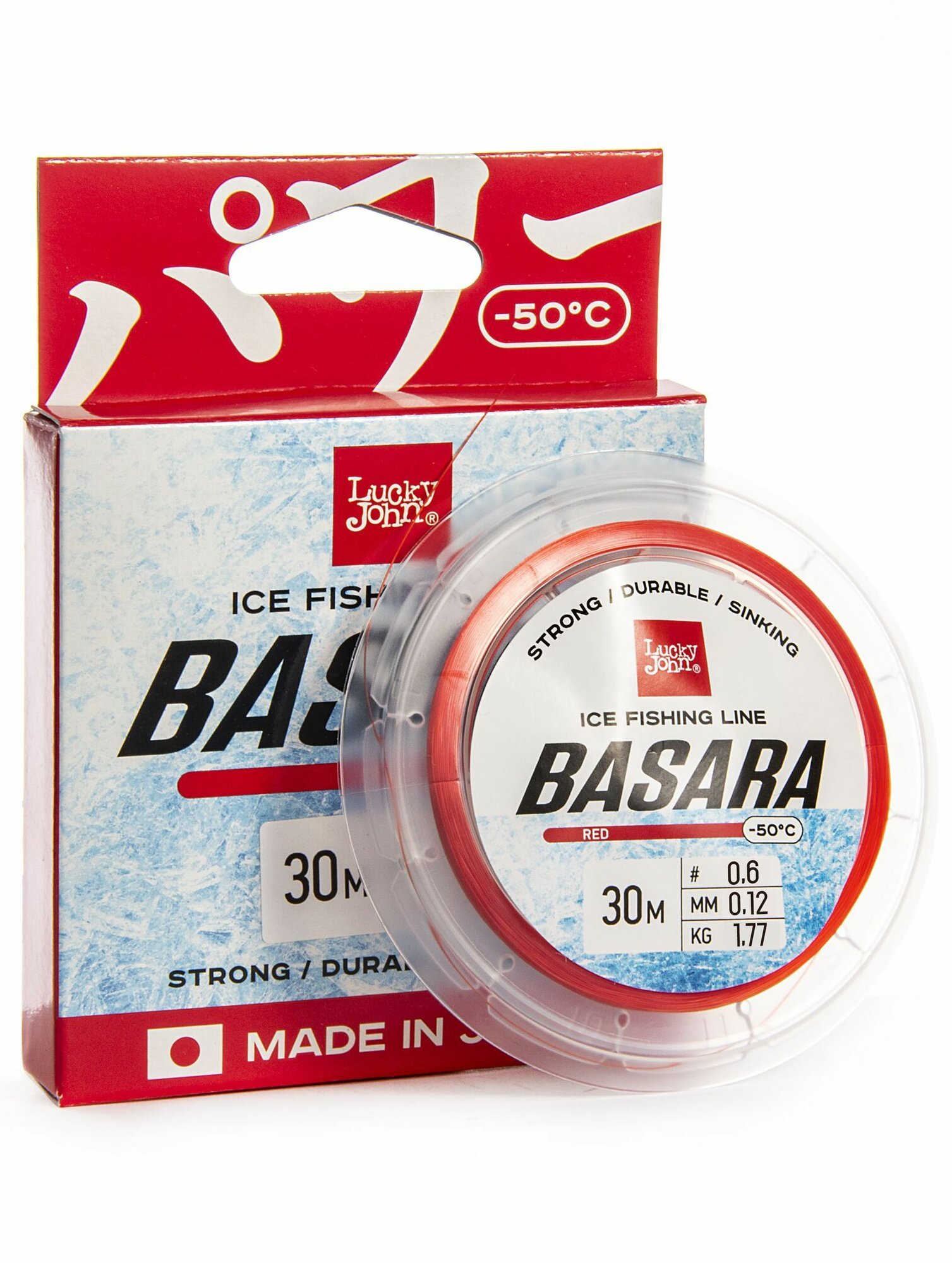 Леска монофильная зимняя Lucky John BASARA Red 030/012