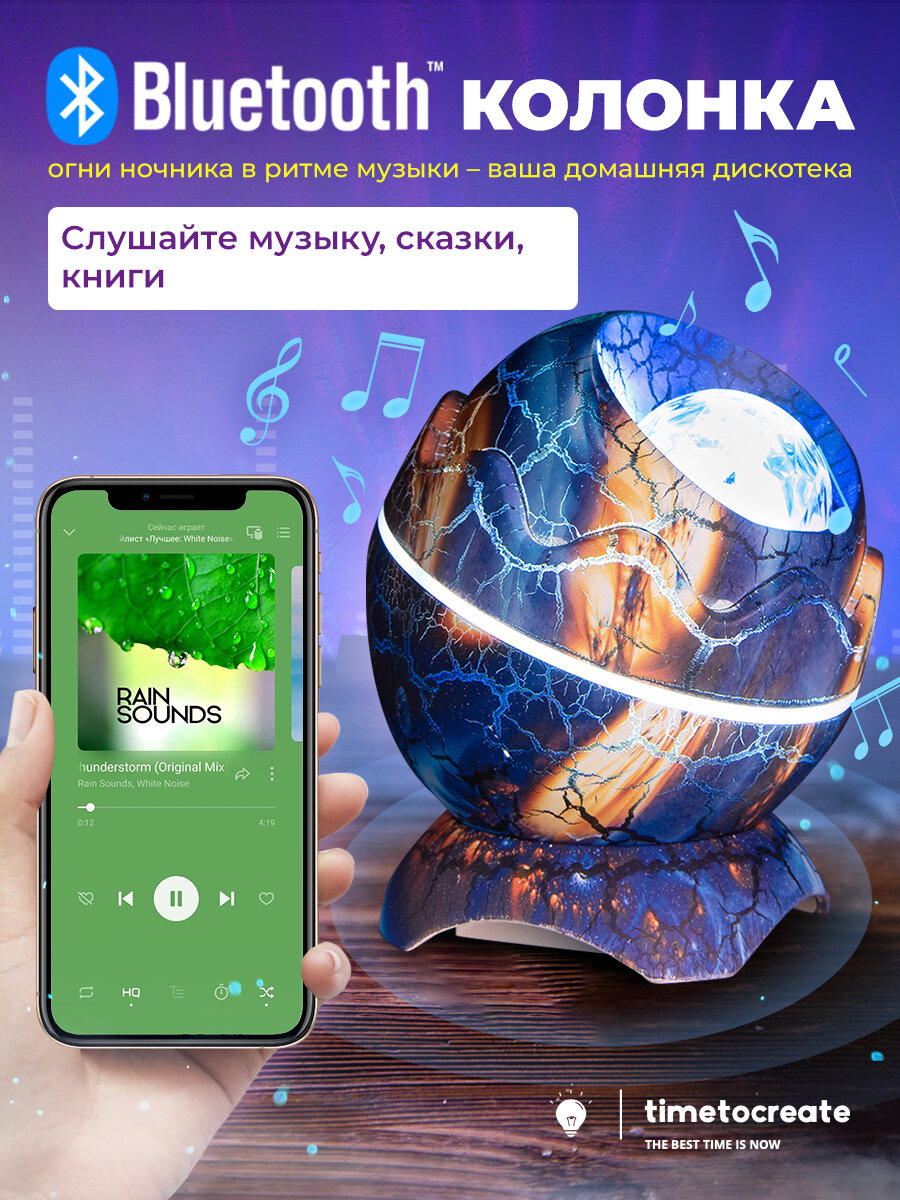 Детский музыкальный ночник-проектор звездного неба (Bluetooth колонка) синий — фото 1