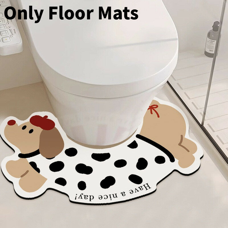 Картун собака такса коврик для унитаза из полиэстера моющийся водой для гостиной или спальни белый 68x385см