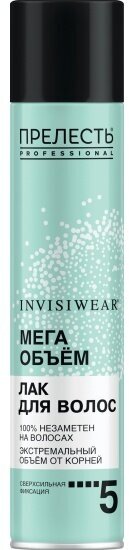 Лак для волос Прелесть Professional Invisiwear Мега Объем, невесомый, сверхсильная фиксация, 300 мл