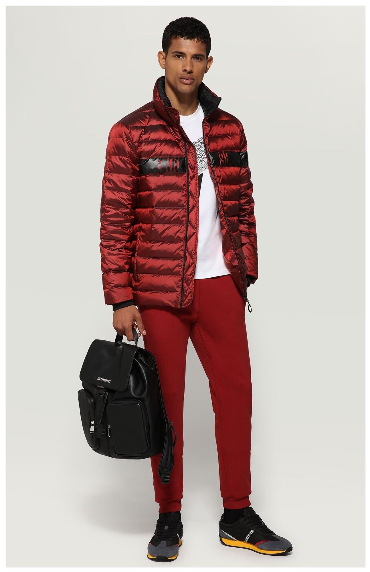 куртка BIKKEMBERGS, демисезон/зима, силуэт полуприлегающий, стеганая, карманы, размер 46, красный - фотография № 3