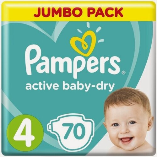 Изображение товара Подгузники Pampers Active Baby-Dry (Памперс Эктив Бэйби) 4 Maxi (9-14 кг) 70 шт