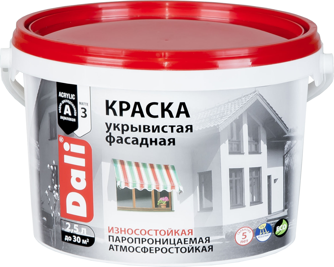 Краска фасадная укрывистая DALI (белый (96%) / 2.5л.)