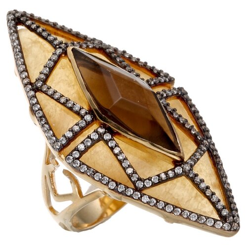 фото Element47 кольцо из серебра 925 пробы с кальцитами, раухтопазами и кубическим цирконием er016649-x_ko_kl_sq_yg, размер 16.75