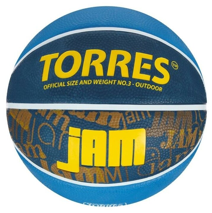 TORRES Мяч баскетбольный TORRES Jam, B02043, резина, клееный, 8 панелей, р. 3