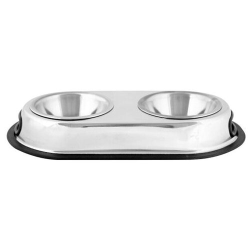 Миска Ankur металлическая двойная с резиновым основанием для животных (0,25 л, )