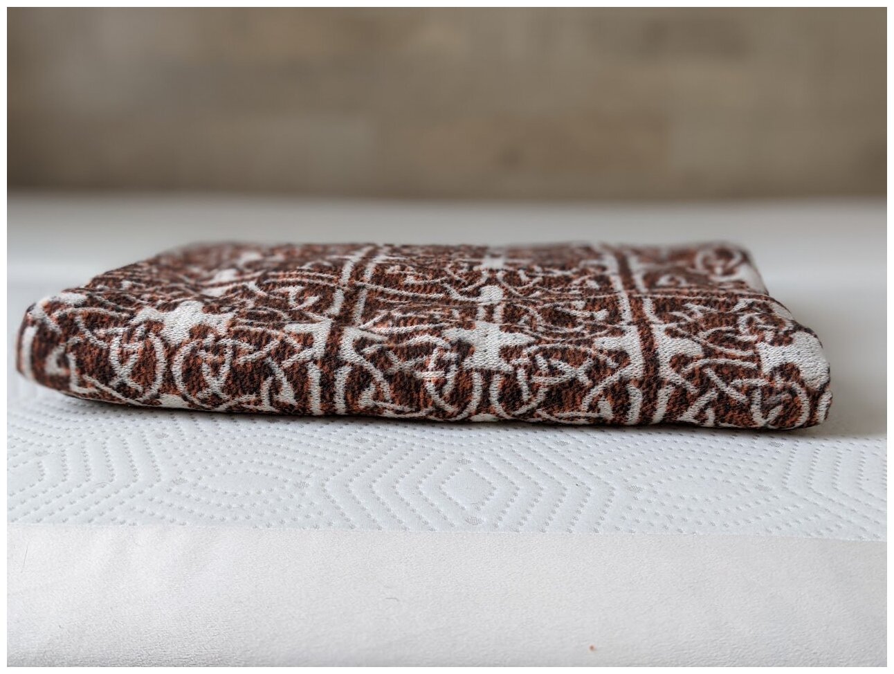 Одеяло байковое 140х200 коричневое жаккард - фотография № 5