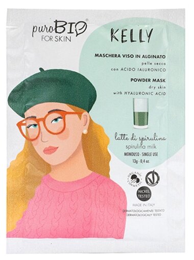 PuroBIO Kelly альгинатная крем-маска для сухой кожи лица Спирулина  молоко, 13 г, 13 мл