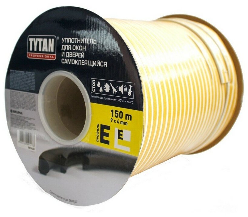 Уплотнитель TYTAN Professional E 150 м x 9 мм x 4 мм Черный
