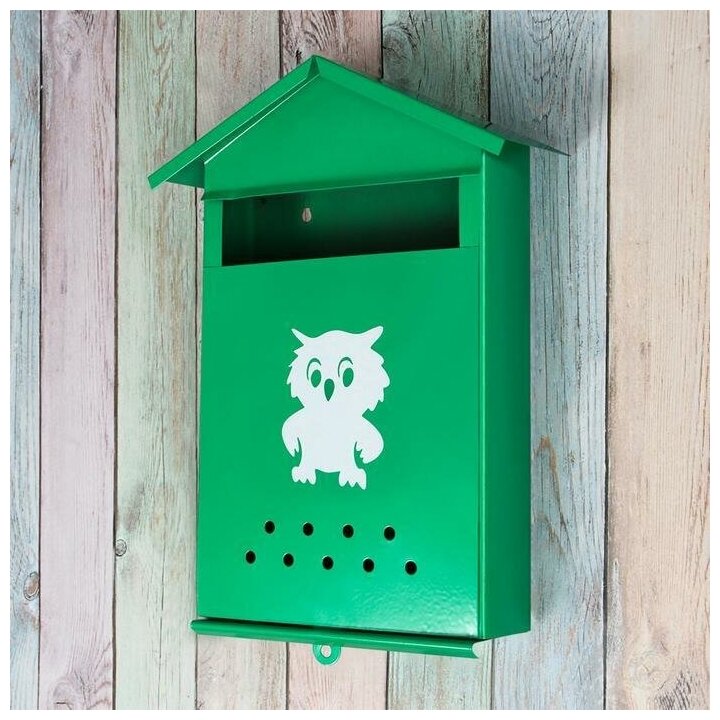 Ящик почтовый без замка (с петлей), вертикальный, Домик, зеленый - фотография № 2
