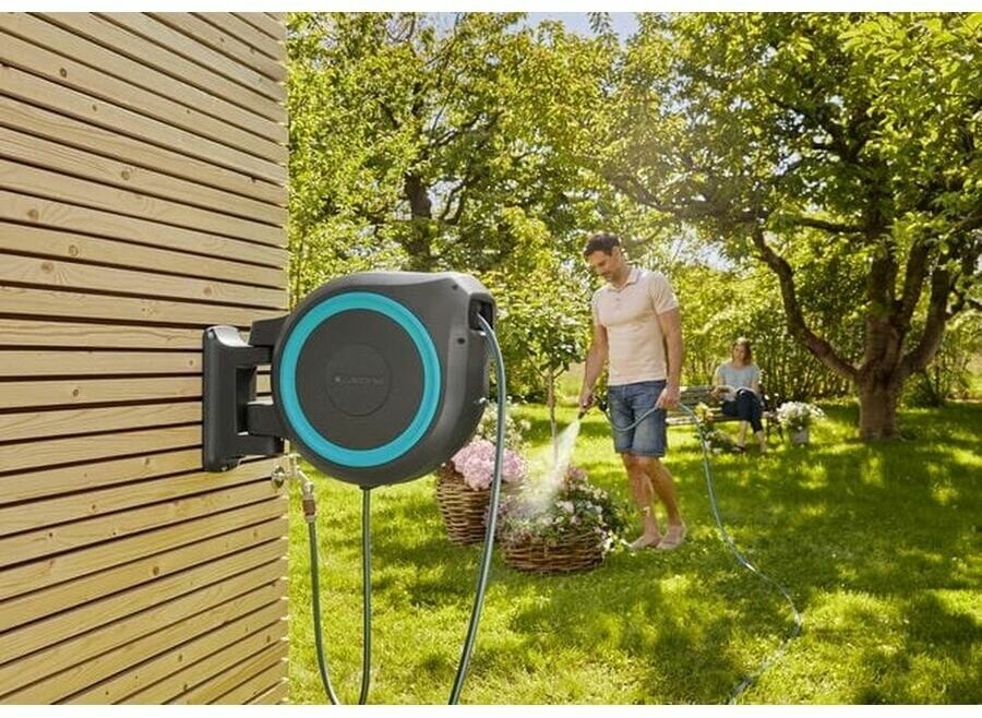 Тележка для шланга Gardena RollUp XL серый/голубой шланг в компл. 35м (18630-20.000.00) - фото №20