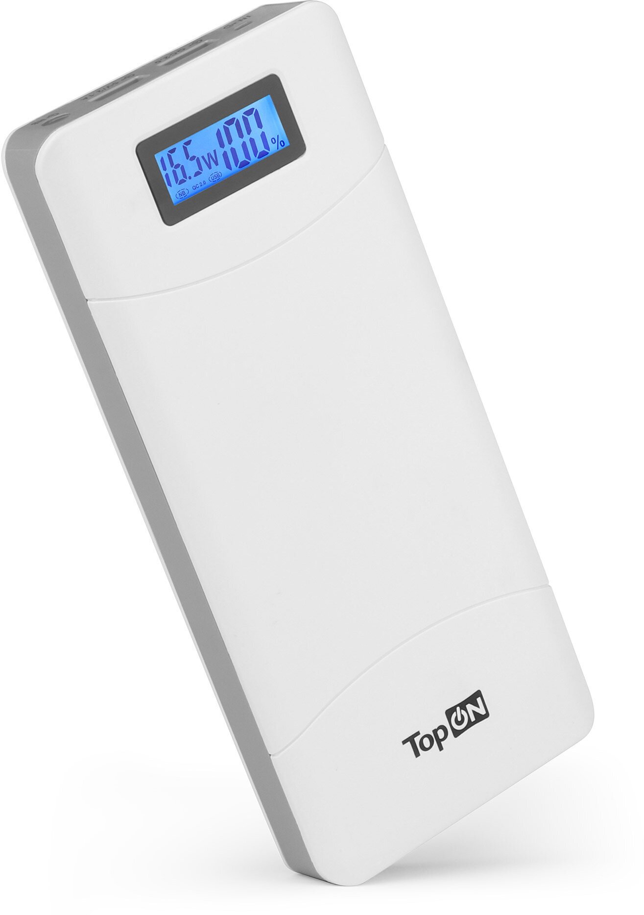 Внешний аккумулятор TopON TOP-T72/W 18000mAh (66.6Wh) QC 2.0, 2 USB для ноутбука, планшета, смартфона и аккумулятора авто. Белый