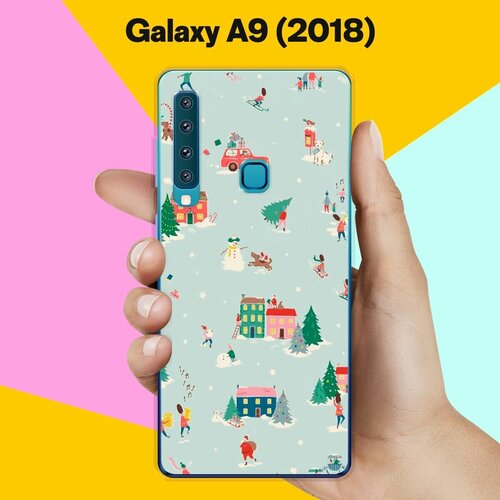 Силиконовый чехол на Samsung Galaxy A9 (2018) Узор новогодний / для Самсунг Галакси А9 2018