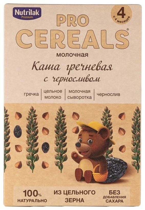 Каша гречневая с черносливом Nutrilak Premium Pro Cereals цельнозерновая молочная, 200гр - фото №11