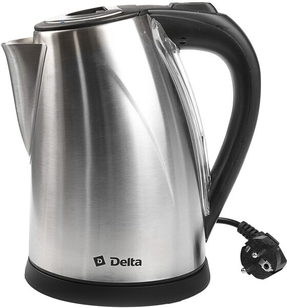 Delta Чайник электрический DELTA DL-1033, металл, 2 л, 1800 Вт, серебристый