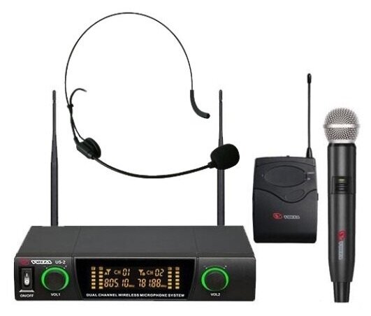 VOLTA US-2X (520.10/725.80) - Микрофонная радиосистема с ручным и головным микрофонами UHF диапазона