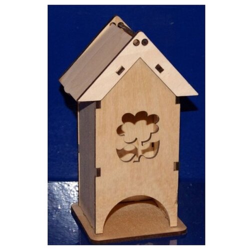 Чайный домик мини 0007213 деревянный с цветком 16.5x9.5х8 см