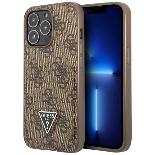 Чехол Guess PU 4G Double cardslot Metal triangle logo Hard для iPhone 12 Pro Max, коричневый