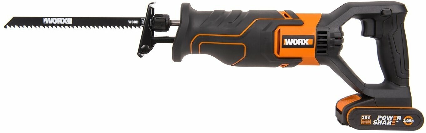 Сабельная пила аккумуляторная WORX WX500, 2Ач х1, ЗУ 2А, сумка