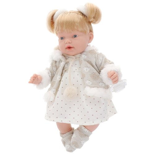 фото Интерактивный пупс arias elegance с хвостиками, в платье в мелкий горошек, 28 см, т16342