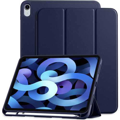 Чехол книжка CCCASE для Apple iPad Air 4 10.9 (2020) / iPad Air 5 10.9 (2022) с отделением для стилуса, цвет: темно-синий чехол для планшета apple ipad air 4 2020 ipad air 5 2022 с местом для стилуса серо синий