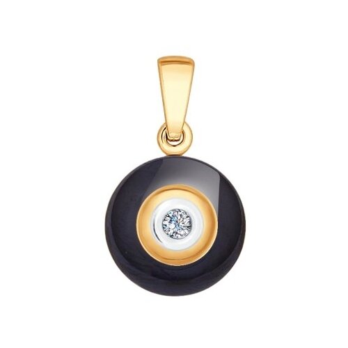 фото Золотая подвеска sokolov 6035001 с бриллиантом и керамикой diamant-online