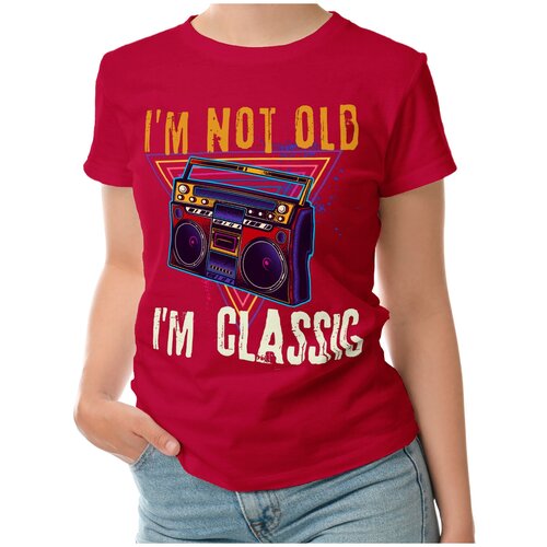 фото Женская футболка «я не старый, я классический» (m, красный) roly