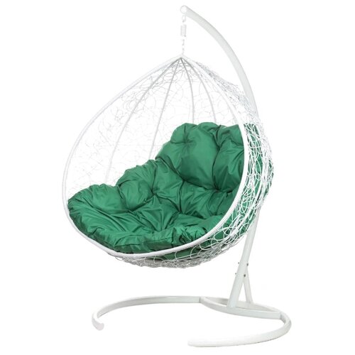 фото Кресло подвесное bigarden "gemini promo", белое, зеленая подушка (чехол в подарок)