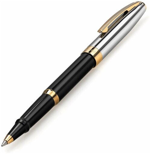 Ручка-роллер SHEAFFER Sagaris Black Barrel Chrome Cap Gold Tone Trim (SH E1947551)