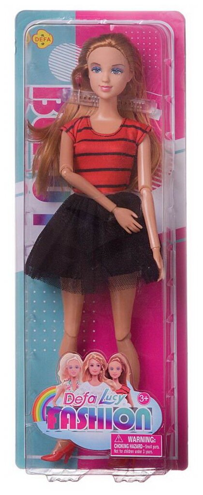 Кукла Defa Lucy Модная девушка, в розово-белом полосатом платье, 28см - фотография № 2