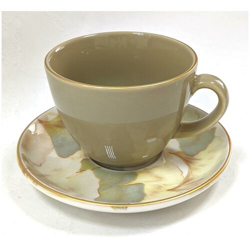 Чайный сервиз 12 пр. (6перс.) 200мл серо-зеленый, цветы TULU